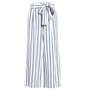 Halogen Izzy Cropped Wide Leg Pants Blue Stripe On White Size 1